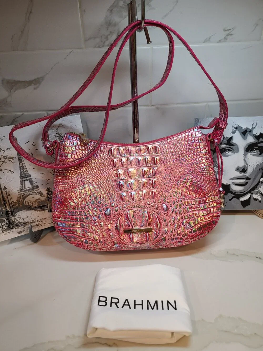 Brahmin Magenta Wonderland Shayna crossbody bag Pristine NWOT
